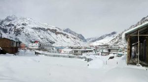 Snowfall at Badrinath Valley